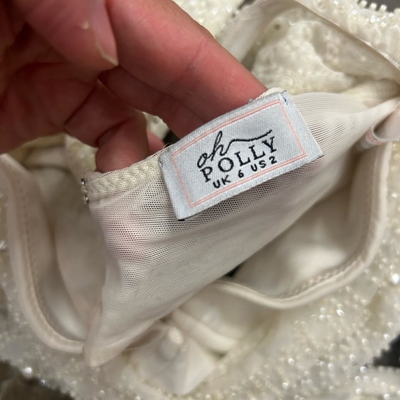 Oh polly pearl beaded cropped top bachelorette bridal - Picture 4 of 6
